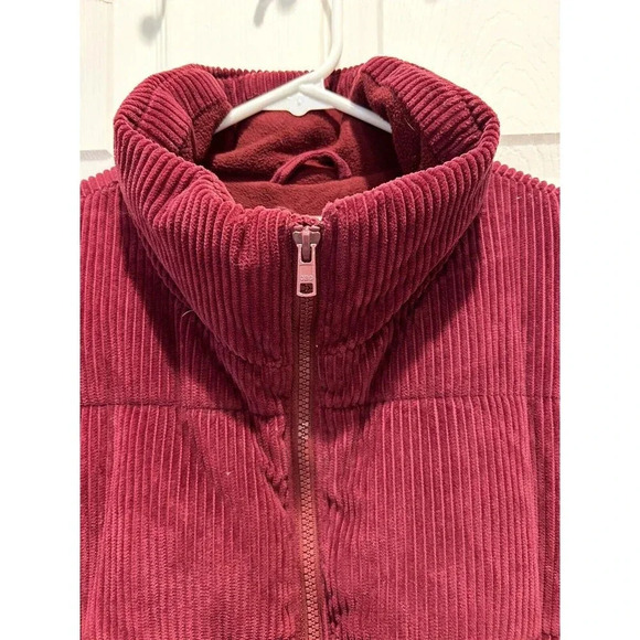 Old Navy Women's Oversize Puffer Wine Corduroy Padded Jacket Pockets Zip Large‎ - Picture 3 of 8